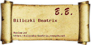 Biliczki Beatrix névjegykártya